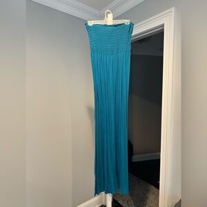 Blue Strapless Maxi Sundress